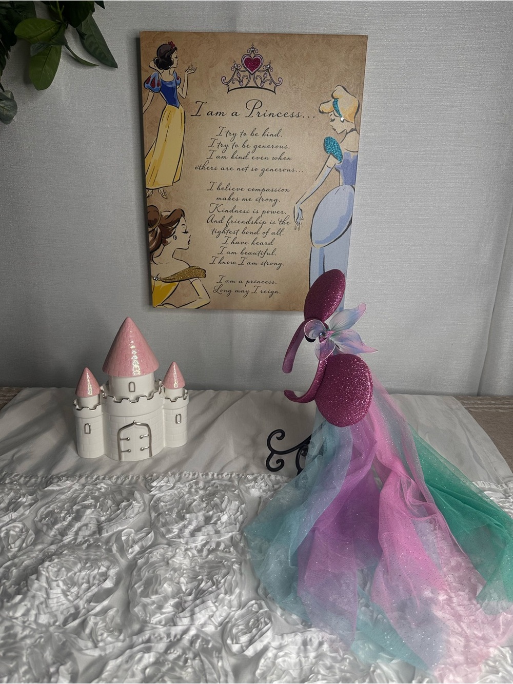 Disney Parks Princess Headband, Child to Cherish Castle Bank & Canvas Art